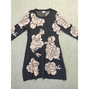 Calvin Klein Women's Floral-Print Fit & Flare Sweater Dress Size Large